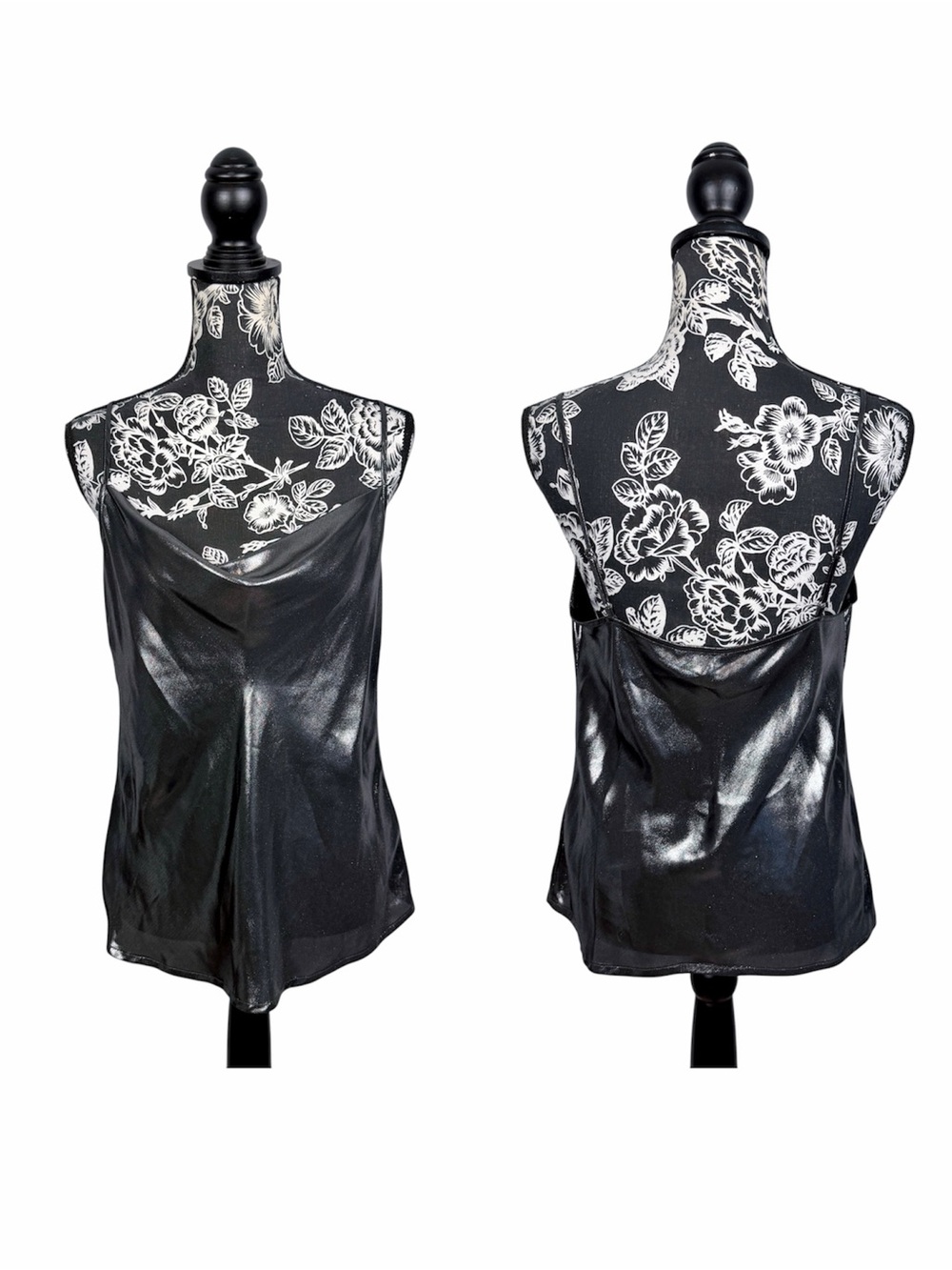 Express grey/silver metallic cowl neck camisole tank top size medium